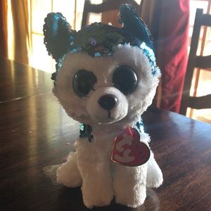 Flippables husky stuffed animal.